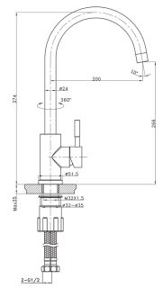 Смеситель для кухни Raiber Graceful RPB-012 чёрный матовый